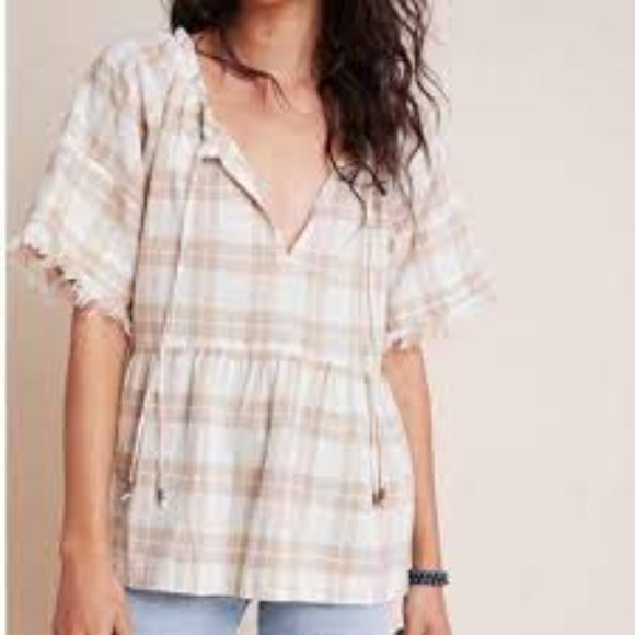 Pilcro Anthropologie Gingham Top - Picture 2 of 7